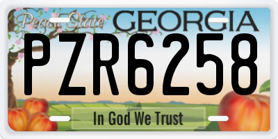 GA license plate PZR6258