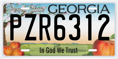 GA license plate PZR6312