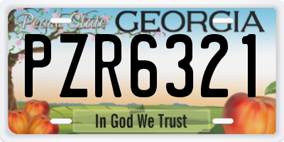 GA license plate PZR6321
