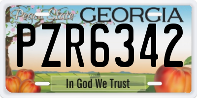 GA license plate PZR6342