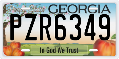GA license plate PZR6349