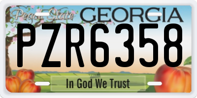 GA license plate PZR6358