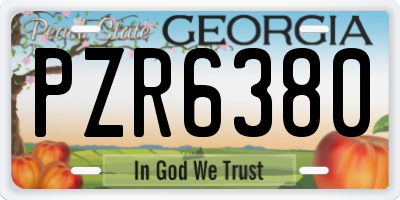 GA license plate PZR6380