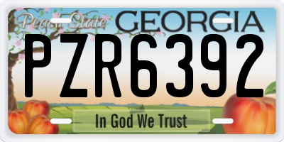 GA license plate PZR6392