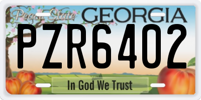 GA license plate PZR6402