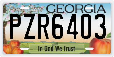GA license plate PZR6403