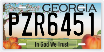 GA license plate PZR6451
