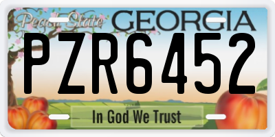 GA license plate PZR6452