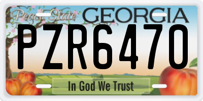 GA license plate PZR6470
