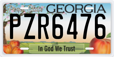 GA license plate PZR6476