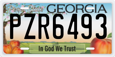 GA license plate PZR6493