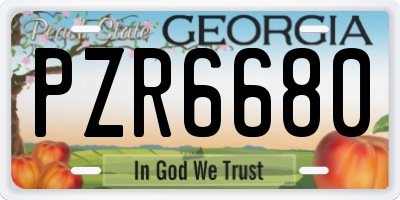 GA license plate PZR6680
