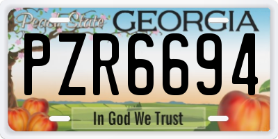GA license plate PZR6694
