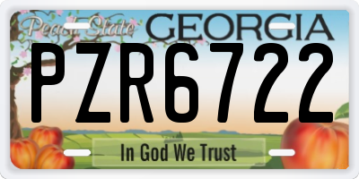 GA license plate PZR6722