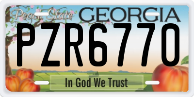 GA license plate PZR6770