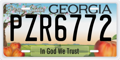 GA license plate PZR6772