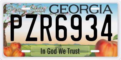 GA license plate PZR6934