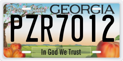 GA license plate PZR7012