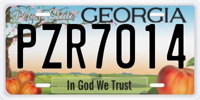 GA license plate PZR7014