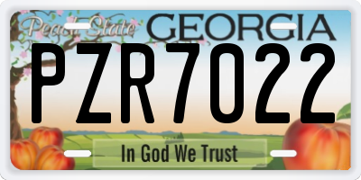 GA license plate PZR7022