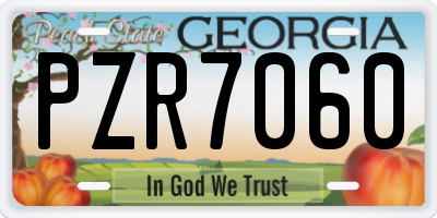 GA license plate PZR7060