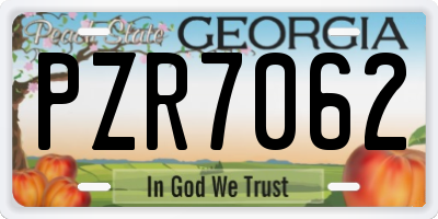 GA license plate PZR7062