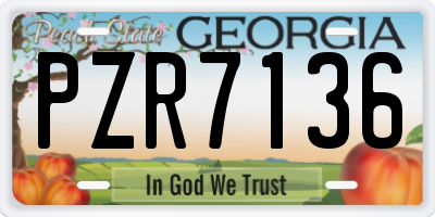 GA license plate PZR7136