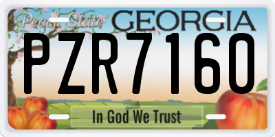 GA license plate PZR7160