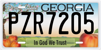 GA license plate PZR7205