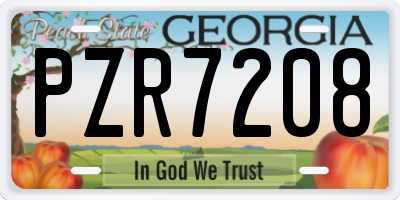 GA license plate PZR7208