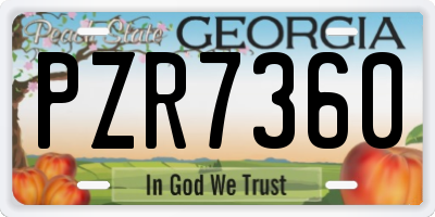 GA license plate PZR7360