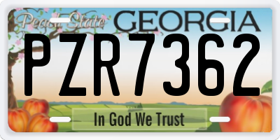 GA license plate PZR7362