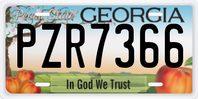 GA license plate PZR7366