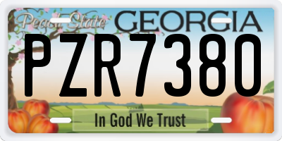 GA license plate PZR7380