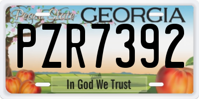 GA license plate PZR7392