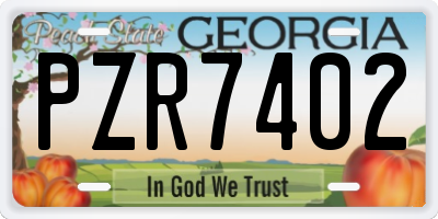 GA license plate PZR7402