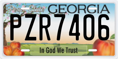 GA license plate PZR7406