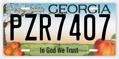 GA license plate PZR7407