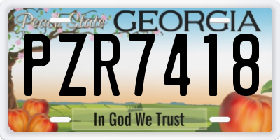 GA license plate PZR7418