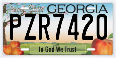 GA license plate PZR7420