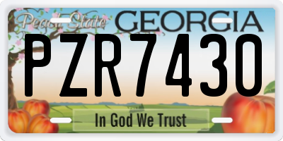 GA license plate PZR7430