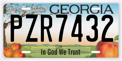 GA license plate PZR7432