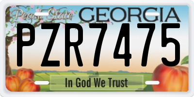 GA license plate PZR7475
