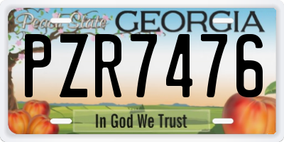 GA license plate PZR7476