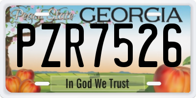 GA license plate PZR7526