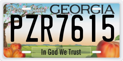 GA license plate PZR7615