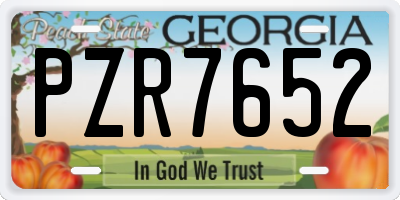 GA license plate PZR7652