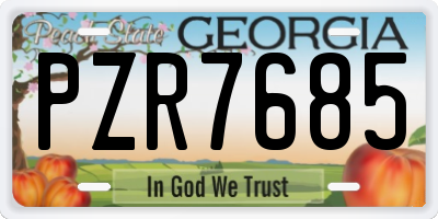 GA license plate PZR7685