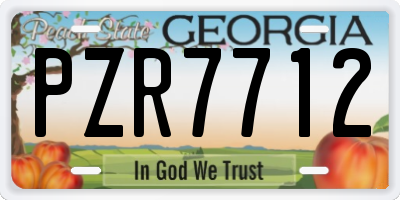 GA license plate PZR7712