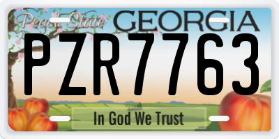 GA license plate PZR7763